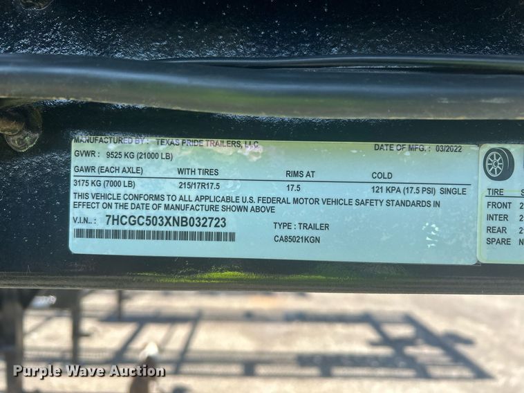 image for item DW8684 2022 Texas Pride CA85021KGN car carrier