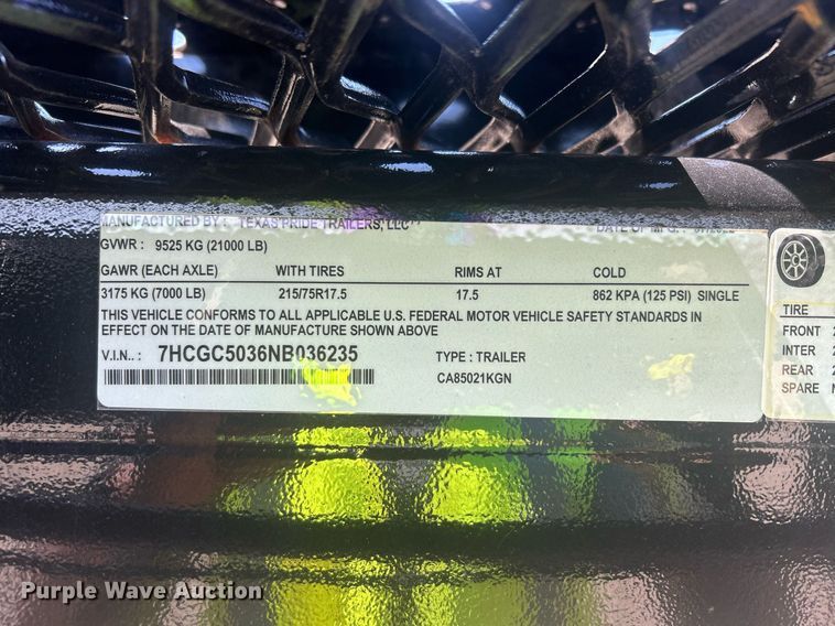 image for item DW8688 2022 Texas Pride CA85021KGN car carrier