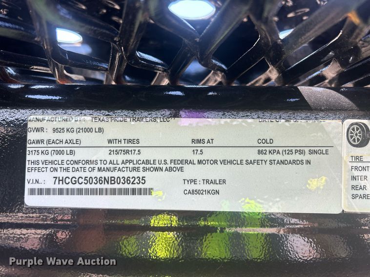 image for item DW8688 2022 Texas Pride CA85021KGN car carrier