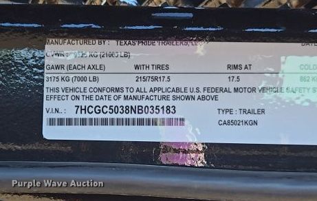 image for item DW8694 2022 Texas Pride CA85021KGN car carrier