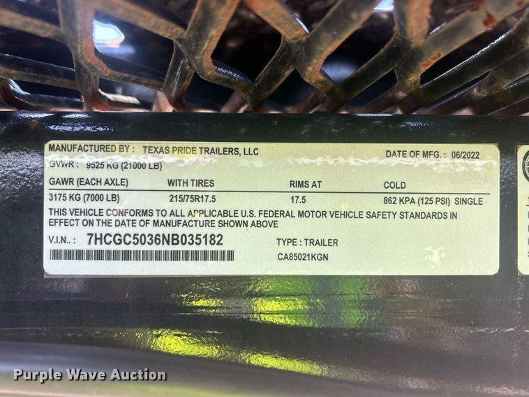 image for item DW8695 2022 Texas Pride CA85021KGN car carrier