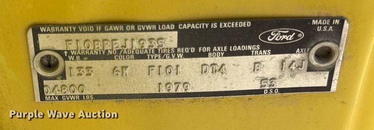 image for item DY7986 1979 Ford F100 pickup truck