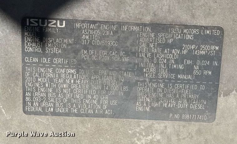 image for item DY7987 2011 Isuzu NPR box truck