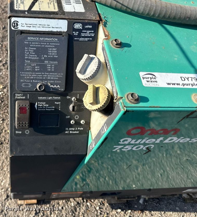 image for item DY7998 Onan Quiet Diesel 7500 generator