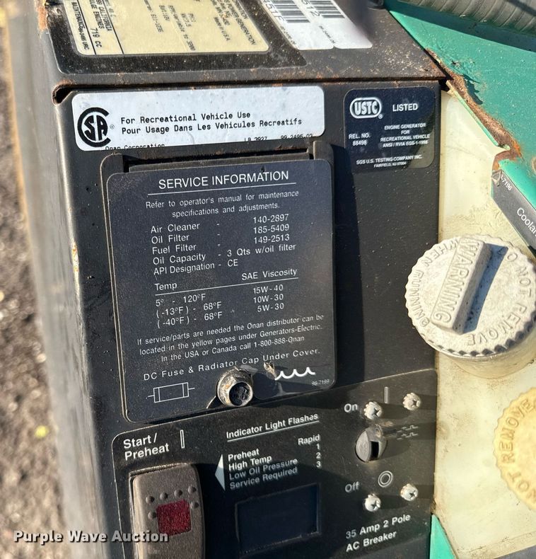 image for item DY7998 Onan Quiet Diesel 7500 generator