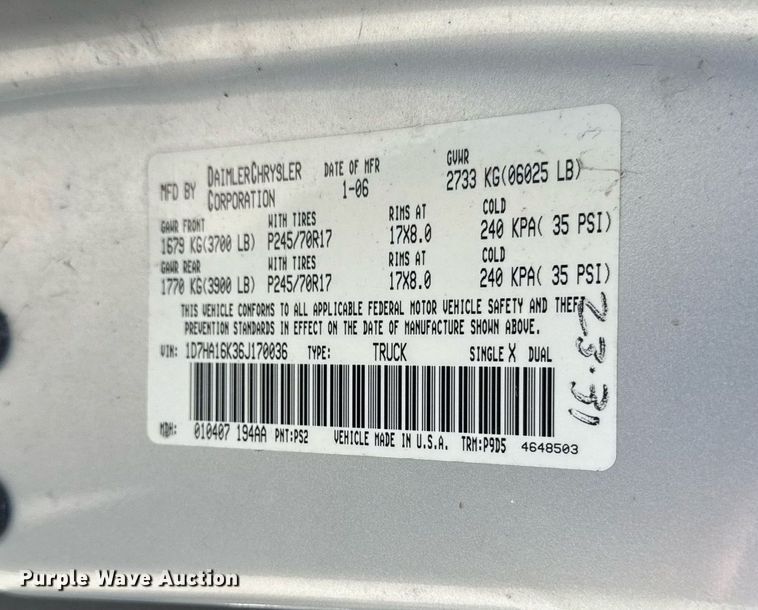 image for item DY8023 2006 Dodge Ram 1500 pickup truck