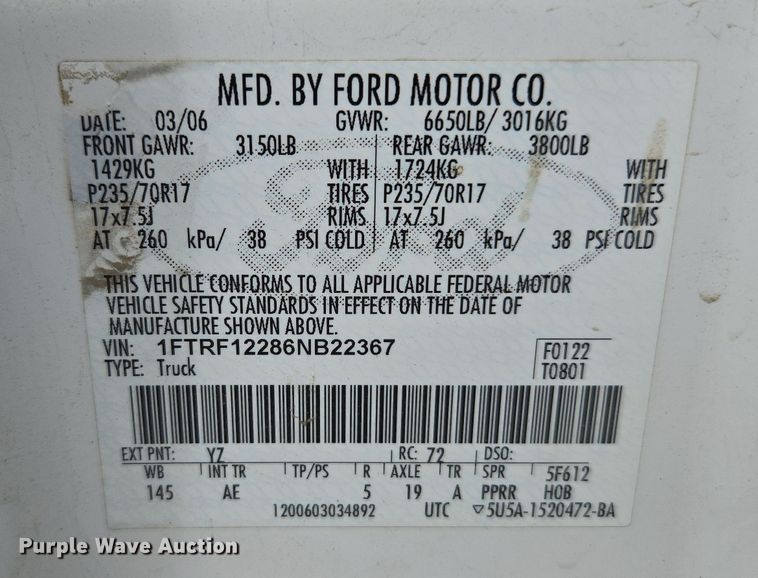 image for item EC0913 2006 Ford F150 pickup truck