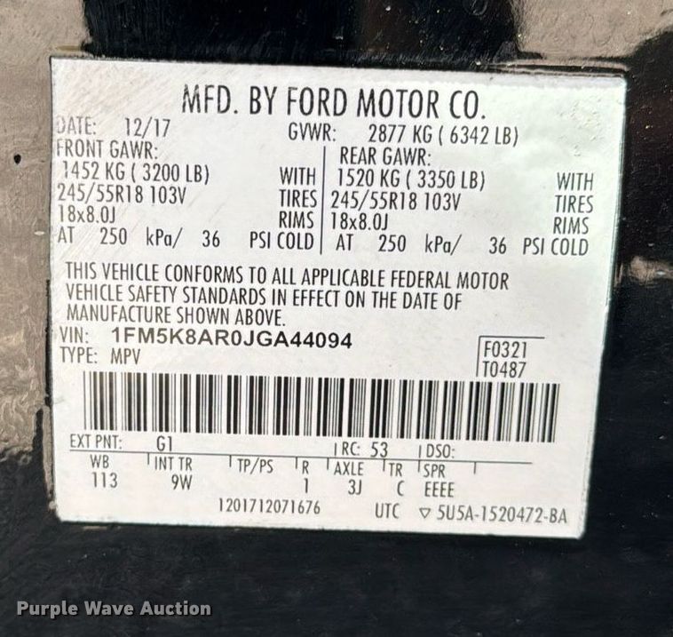 image for item EC3528 2018 Ford Explorer Police Intercepter SUV