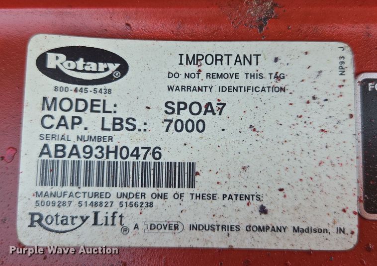 image for item EF2981 (2) Rotary SP0A7 automotive lifts