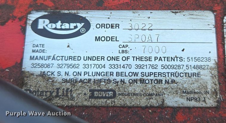 image for item EF2981 (2) Rotary SP0A7 automotive lifts