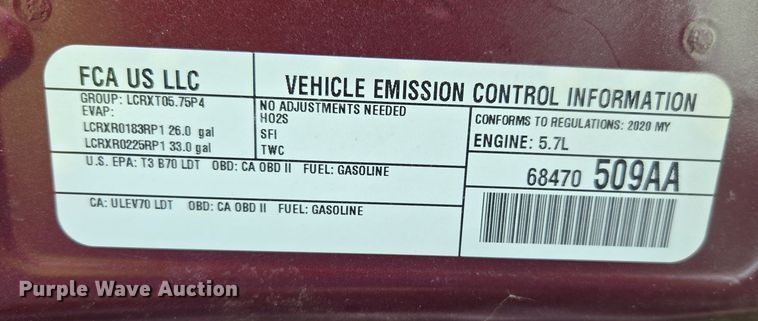 image for item EF2984 2020 Dodge Ram 1500 Crew Cab pickup truck