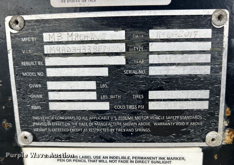 image for item EG1511 2017 MB Machine  equipment trailer