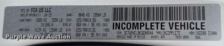 image for item EG2511 2019 Dodge Ram 5500 Crew Cab flatbed truck