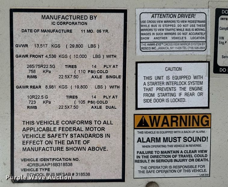 image for item EG2528 2006 IC BUS school bus