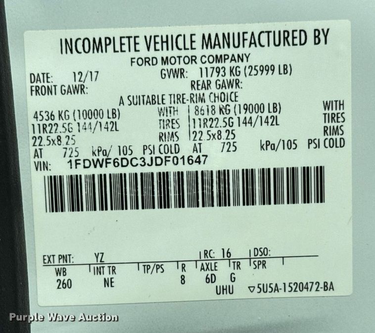 image for item EG5707 2018 Ford F650 Super Duty box truck