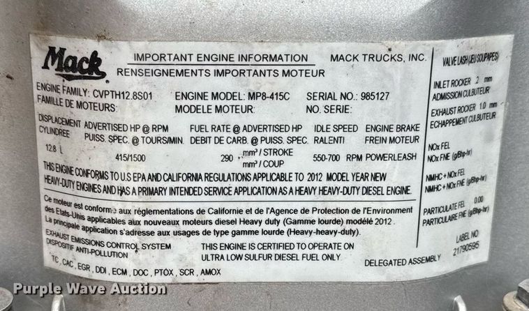 image for item EG5712 2013 Mack CXU612 toter truck