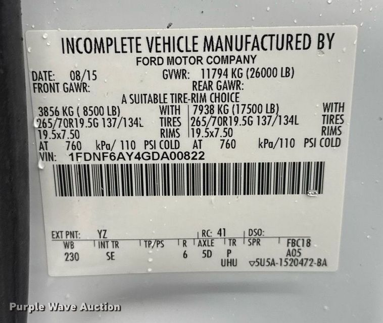 image for item EG5726 2016 Ford F650 Super Duty box truck