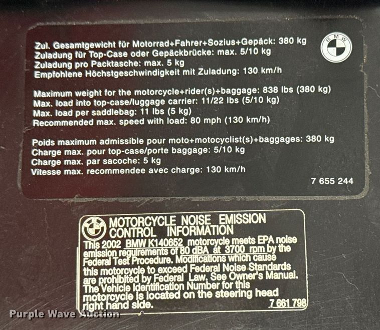 image for item EG8069 2002 BMW F 650 motorcycle