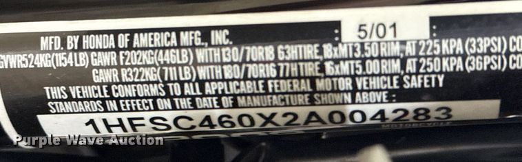 image for item EG8070 2002 Honda VTX1800C motorcycle