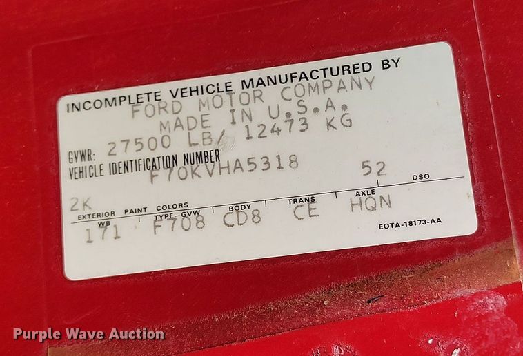 image for item EH0216 1980 Ford F700 pumper fire truck