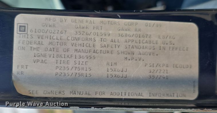 image for item EH8785 1989 Chevrolet Blazer SUV