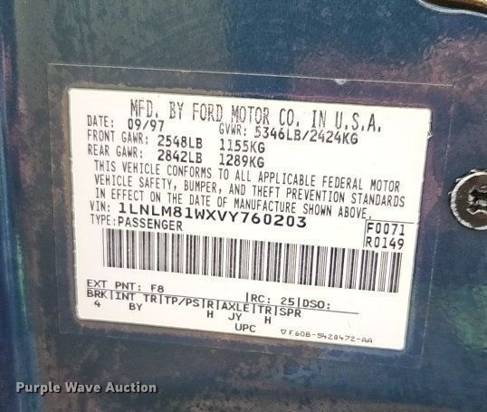 image for item EI8916 1997 Lincoln Town Car 