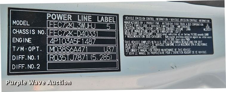 image for item EI8939 2017 Mitsubishi Fuso FEC72KL3WUHJ Crew Cab flatbed truck