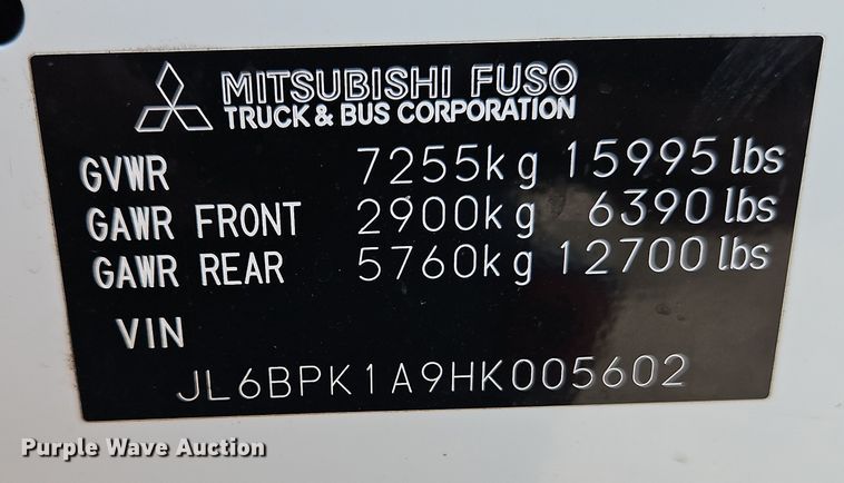 image for item EI8939 2017 Mitsubishi Fuso FEC72KL3WUHJ Crew Cab flatbed truck