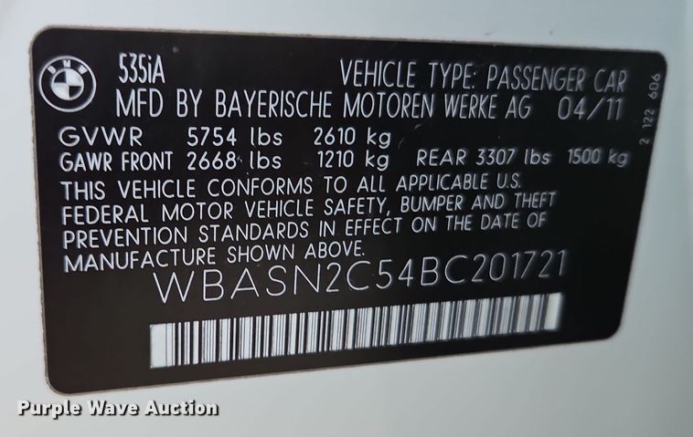 image for item EI8945 2011 BMW 535i GT 