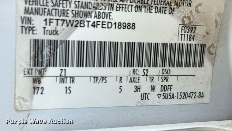 image for item EJ3564 2015 Ford F250 Super Duty XL Crew Cab pickup truck