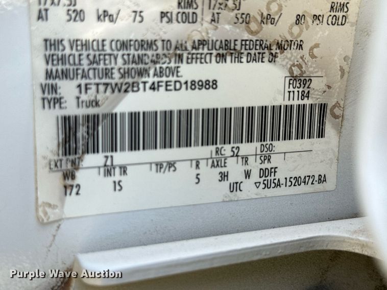 image for item EJ3564 2015 Ford F250 Super Duty XL Crew Cab pickup truck