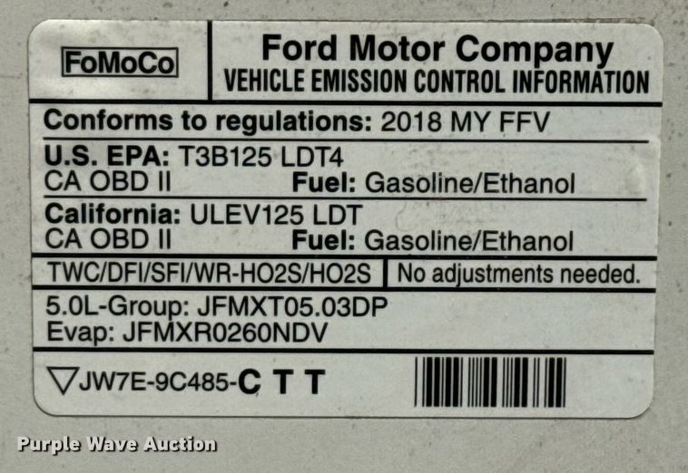 image for item EJ3568 2018 Ford F150 XLT SuperCrew pickup truck