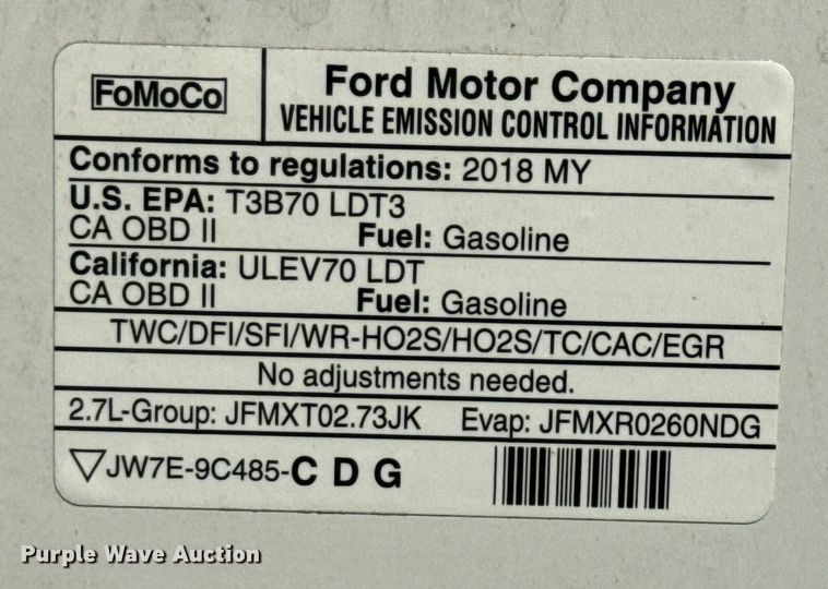 image for item EJ3569 2018 Ford F150 SuperCrew pickup truck