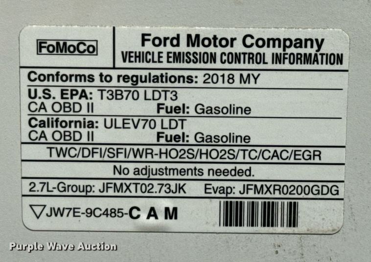 image for item EJ3570 2018 Ford F150 SuperCrew pickup truck