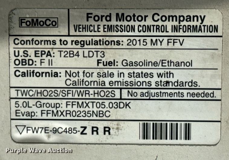 image for item EJ3573 2015 Ford F150 SuperCrew pickup truck