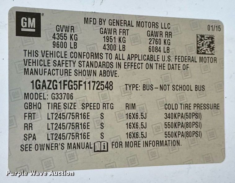 image for item EJ3576 2015 Chevrolet Express 3500 van