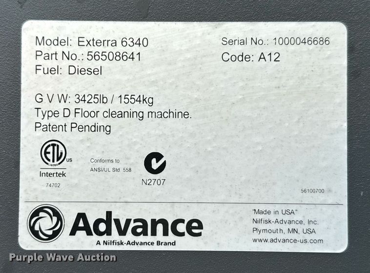 image for item EJ3589 Advance Exterra 6340 street sweeper