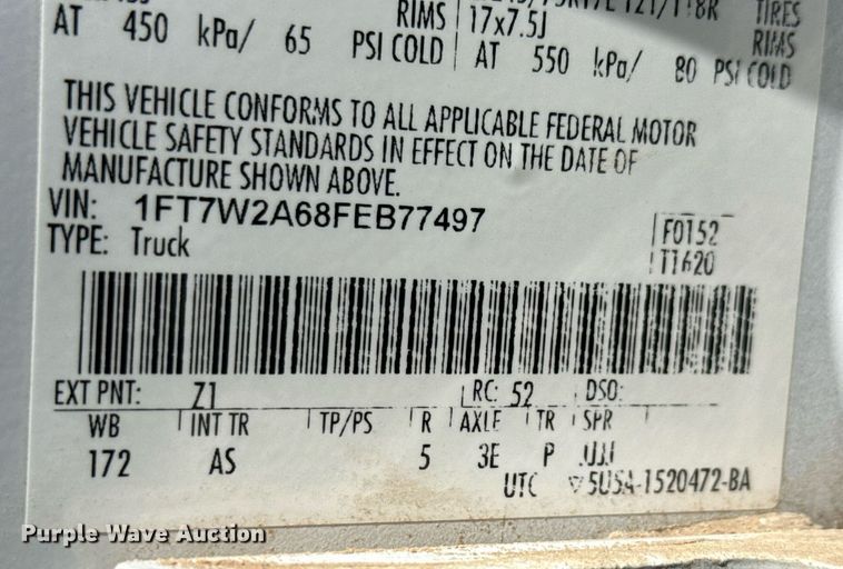 image for item EJ3636 2015 Ford F250 Super Duty XL Crew Cab pickup truck