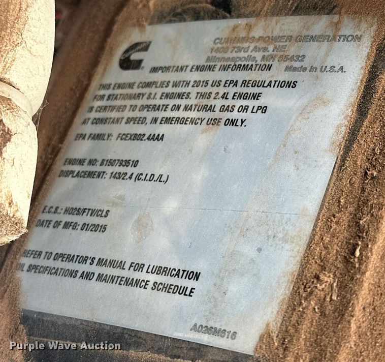 image for item EJ8548 Cummins C25 N6 generator