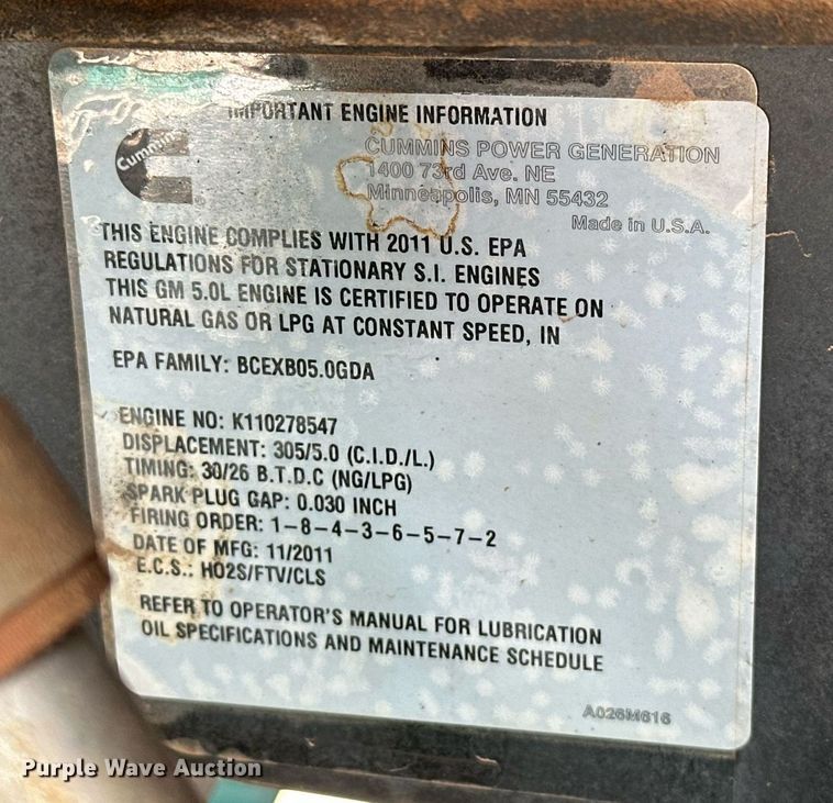 image for item EJ8558 Cummins GGPA-9195807 generator