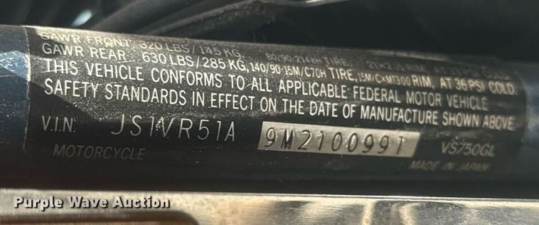 image for item EJ8650 1991 Suzuki Intruder VS750GL motorcycle