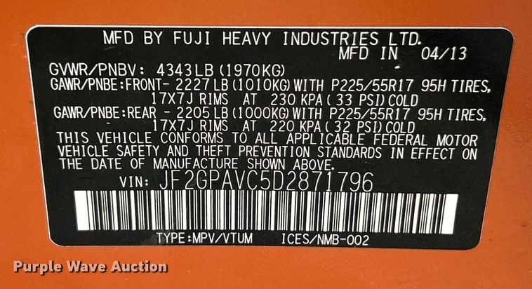 image for item EK2840 2013 Subaru XV Crosstrek SUV