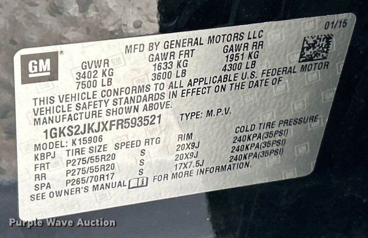 image for item EK2841 2015 GMC Yukon XL Denali SUV