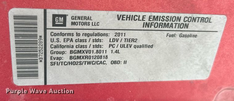 image for item EK2893 2011 Chevrolet Cruze LT 