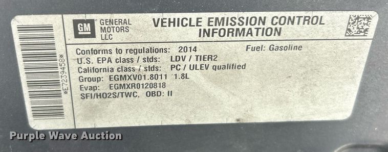 image for item EK2894 2014 Chevrolet Cruze 