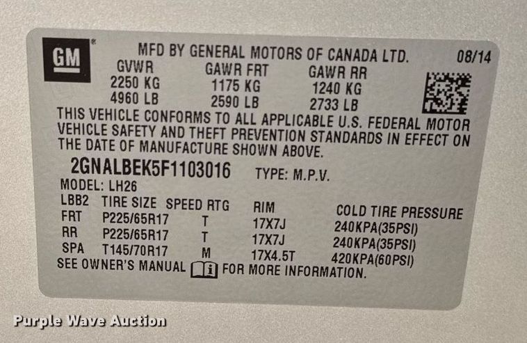 image for item EM3763 2015 Chevrolet Equinox LT SUV