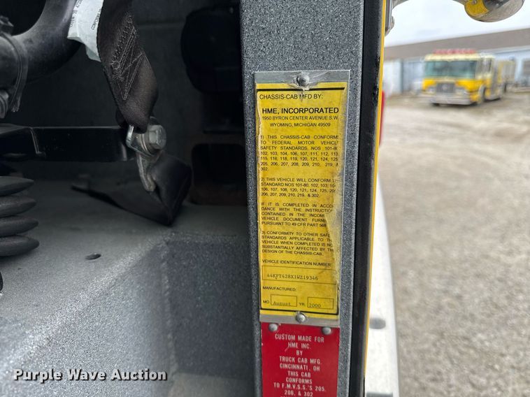 image for item EM3768 2001 HME INC 4465 400 pumper fire truck