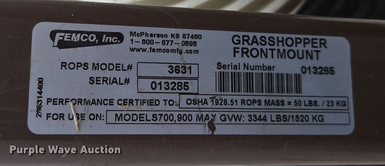 image for item EN3599 2007 Grasshopper 723K H2 ZTR lawn mower