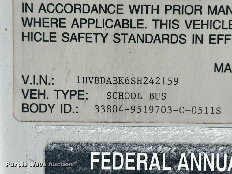 image for item EQ4592 1995 International school bus