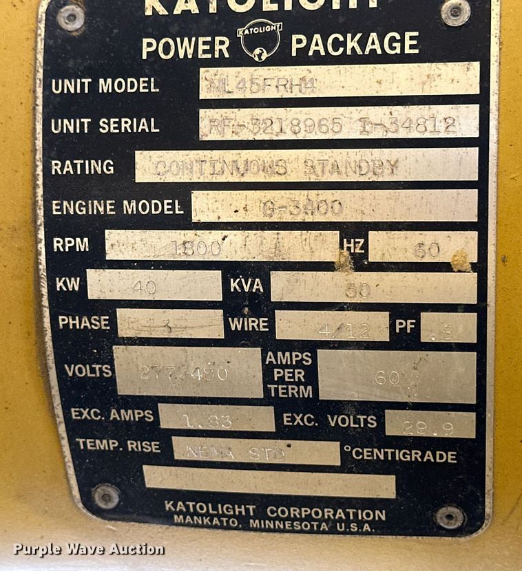 image for item EQ4596 Katolight NL45FRH4 generator